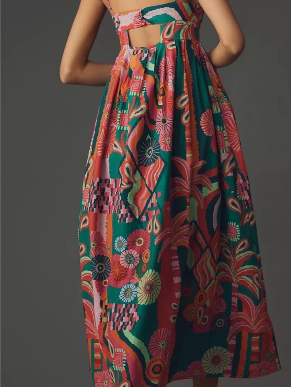 FARM Rio Multicolor Floral High-Low Skirt in Teal, Coral and Pink - Picture 3 of 7